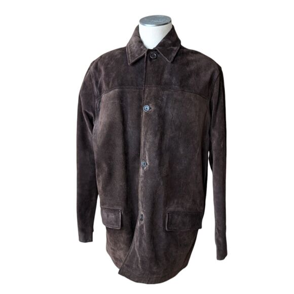 Banana Republic Other - Banana Republic Sz XL Men's Vintage Brown Suede Leather Jacket Shacket Lined EUC
